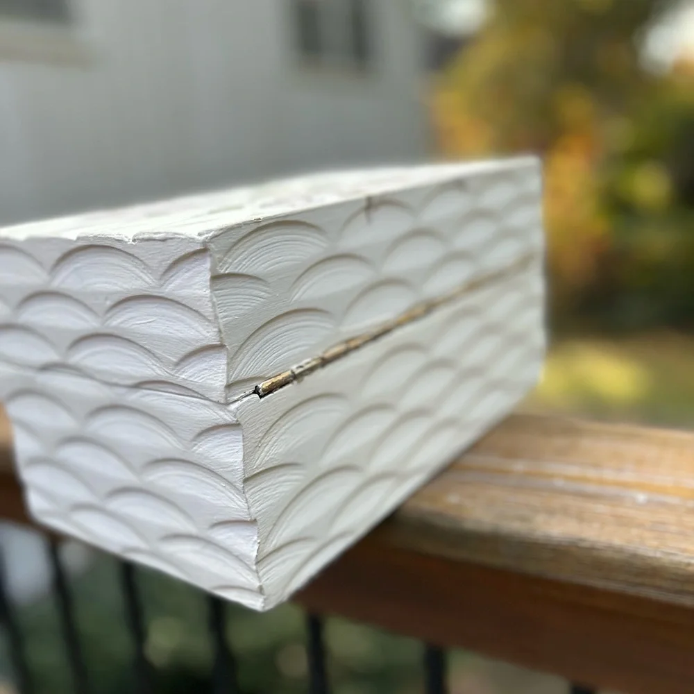Global Views Textured floral bamboo Chinoiserie jewelry White Storage Box India